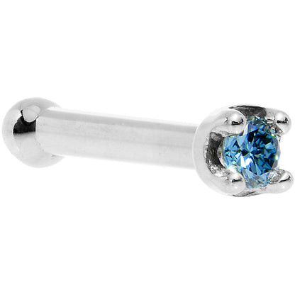 14k White Gold 2mm Lab Grown Blue Diamond Nose Ring