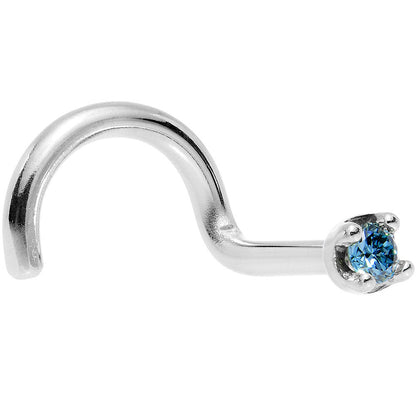 14k White Gold 2mm Lab Grown Blue Diamond Nose Ring