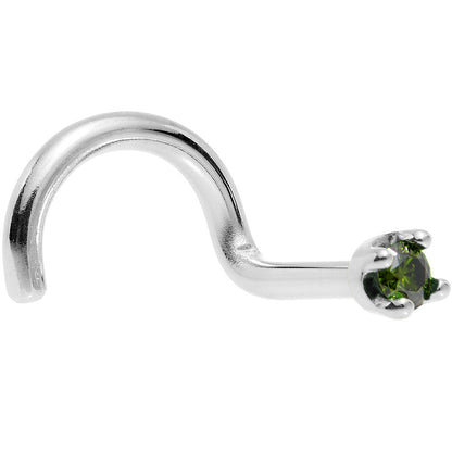14k White Gold 2mm Lab Grown Green Diamond Nose Ring
