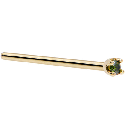 Solid 14K Yellow Gold 1.5mm Genuine Green Diamond Nose Ring