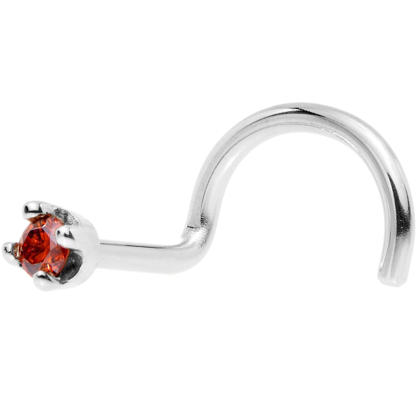 14k White Gold 2mm Lab Grown Red Diamond Nose Ring