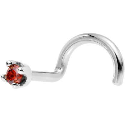 14k White Gold 2mm Lab Grown Red Diamond Nose Ring
