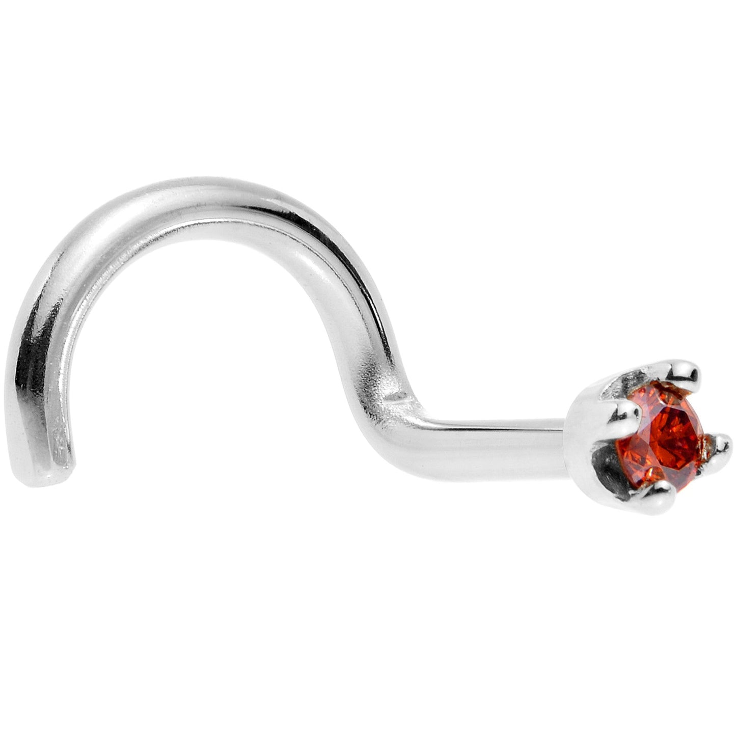 14k White Gold 2mm Lab Grown Red Diamond Nose Ring