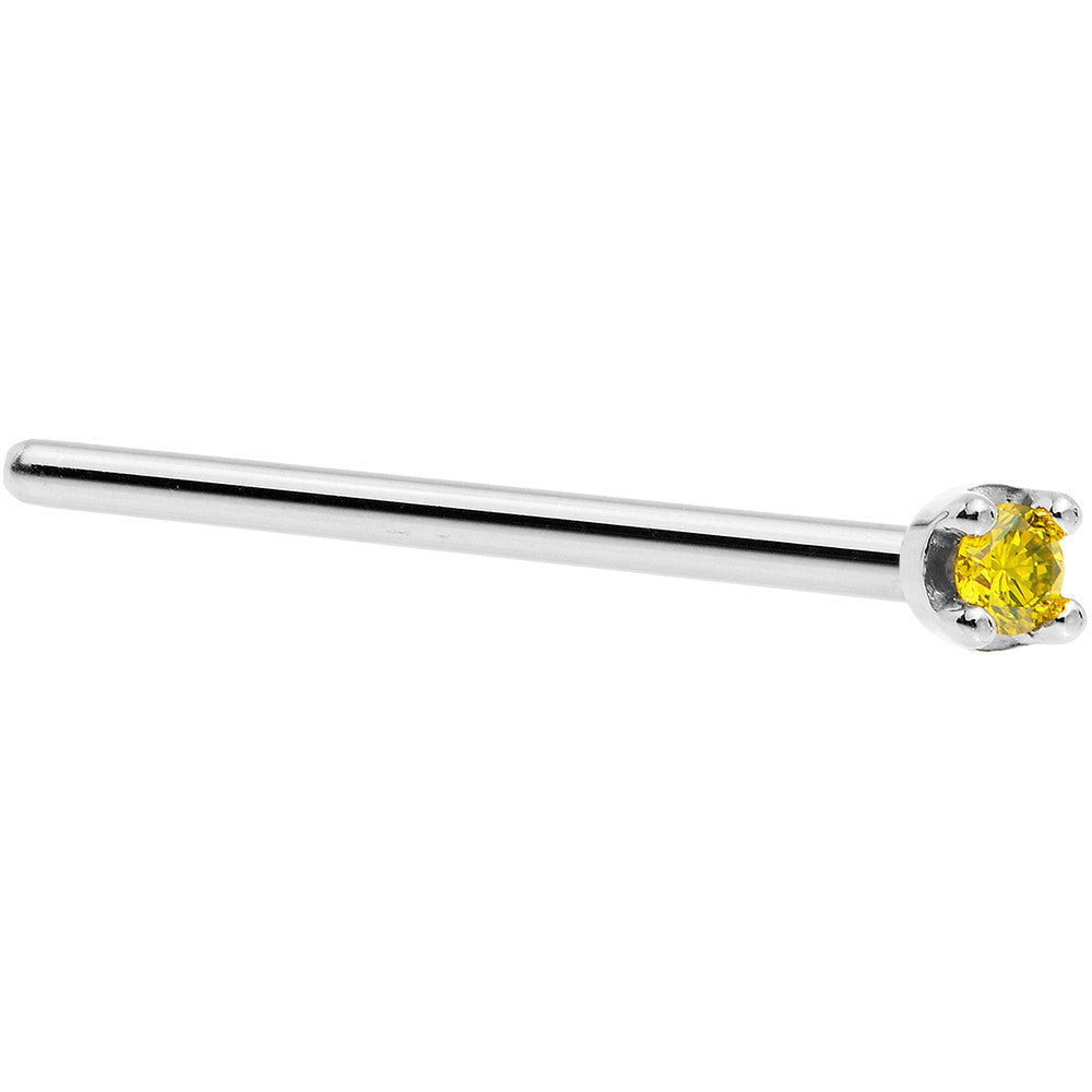 14k White Gold 2mm Lab Grown Yellow Diamond Nose Ring