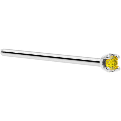 14k White Gold 2mm Lab Grown Yellow Diamond Nose Ring