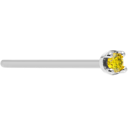 14k White Gold 2mm Lab Grown Yellow Diamond Nose Ring