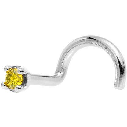 14k White Gold 2mm Lab Grown Yellow Diamond Nose Ring