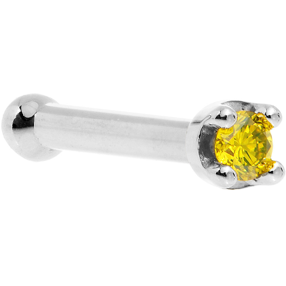 14k White Gold 2mm Lab Grown Yellow Diamond Nose Ring