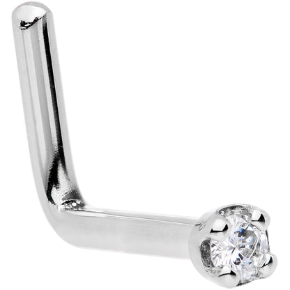 Solid 14K White Gold 1.5mm Genuine Diamond Nose Ring