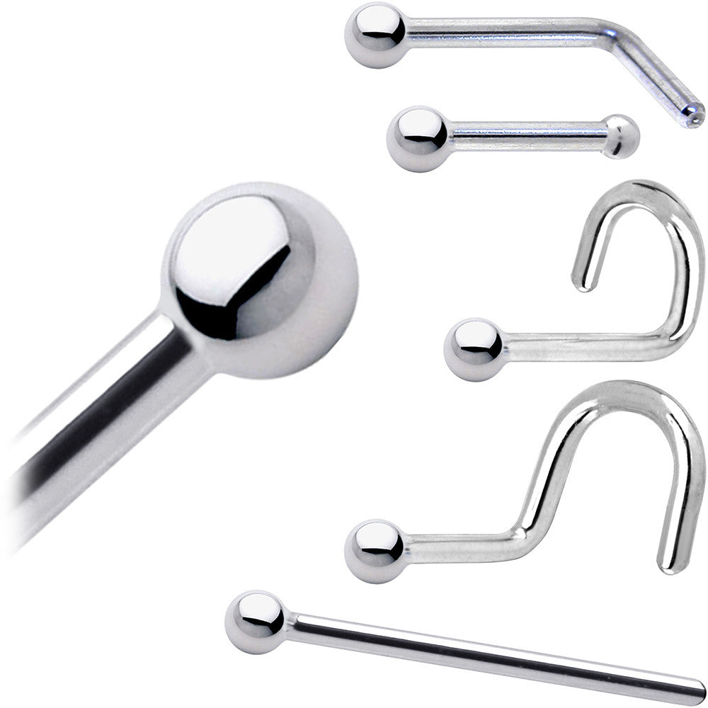 Platinum 1.5mm Ball Nose Ring