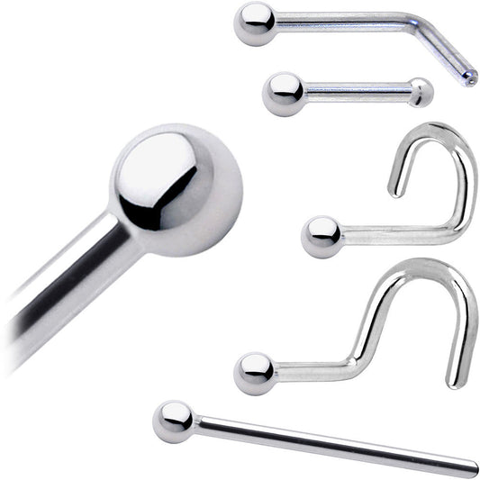 Platinum 1.5mm Ball Nose Ring