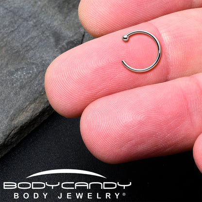 20G 3/8 Solid 18K White Gold Nose Hoop