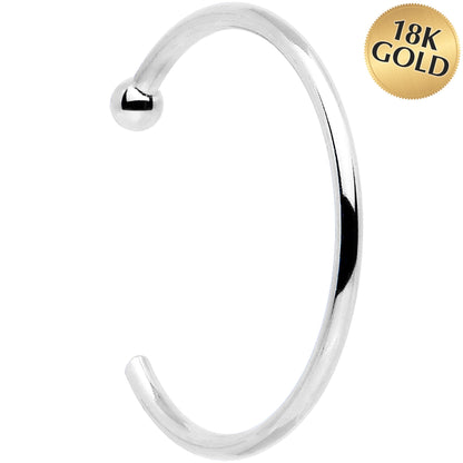 20G 3/8 Solid 18K White Gold Nose Hoop