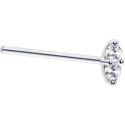 14k White Gold Clear 1.5mm CZ Marquise Nose Ring