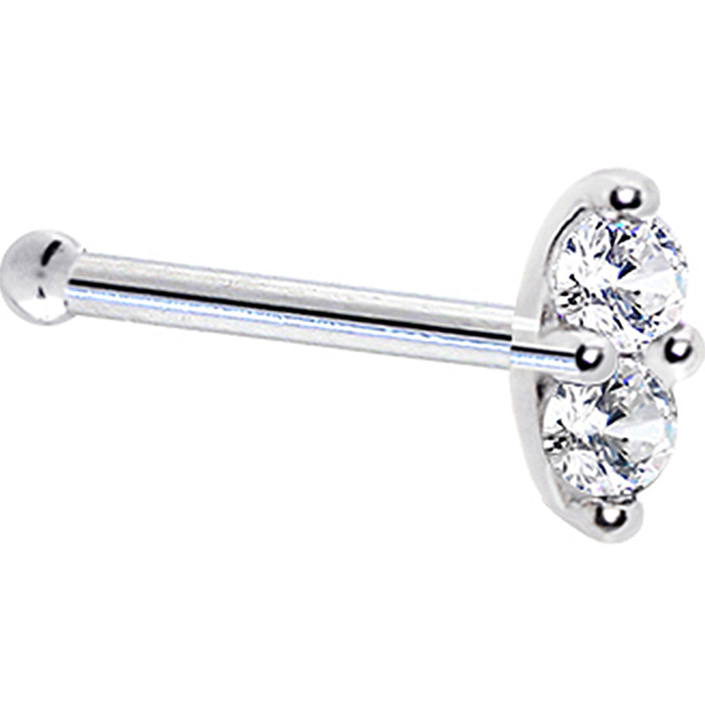 14k White Gold Clear 1.5mm CZ Marquise Nose Ring