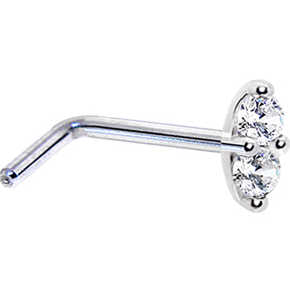 14k White Gold Clear 1.5mm CZ Marquise Nose Ring