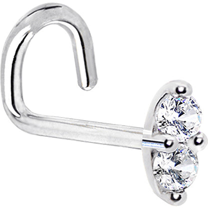 14k White Gold Clear 1.5mm CZ Marquise Nose Ring