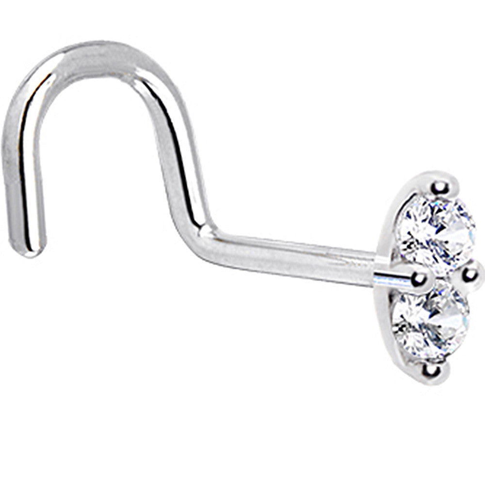 14k White Gold Clear 1.5mm CZ Marquise Nose Ring