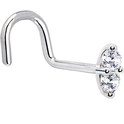 14k White Gold Clear 1.5mm CZ Marquise Nose Ring