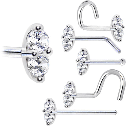 14k White Gold Clear 1.5mm CZ Marquise Nose Ring