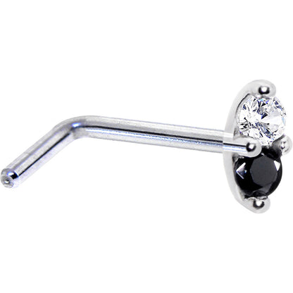 14k White Gold Black 1.5mm CZ Marquise Nose Ring