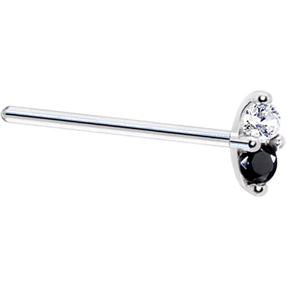 14k White Gold Black 1.5mm CZ Marquise Nose Ring