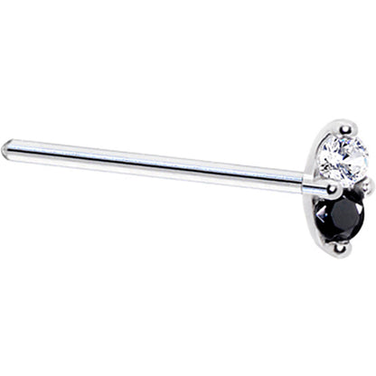 14k White Gold Black 1.5mm CZ Marquise Nose Ring