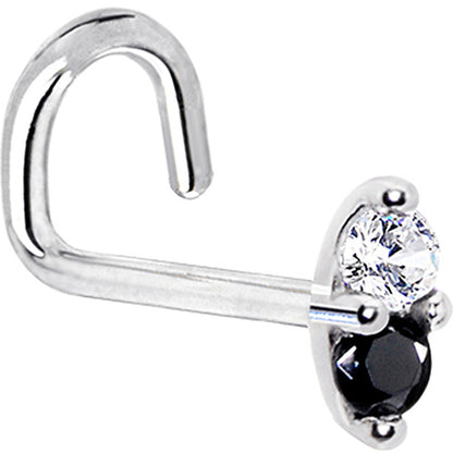 14k White Gold Black 1.5mm CZ Marquise Nose Ring