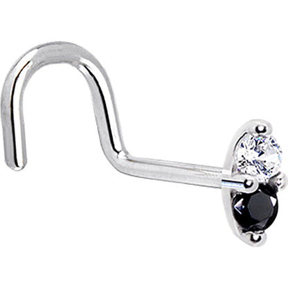 14k White Gold Black 1.5mm CZ Marquise Nose Ring