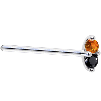 14k White Gold Black Orange 1.5mm CZ Marquise Nose Ring