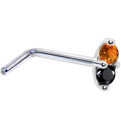14k White Gold Black Orange 1.5mm CZ Marquise Nose Ring