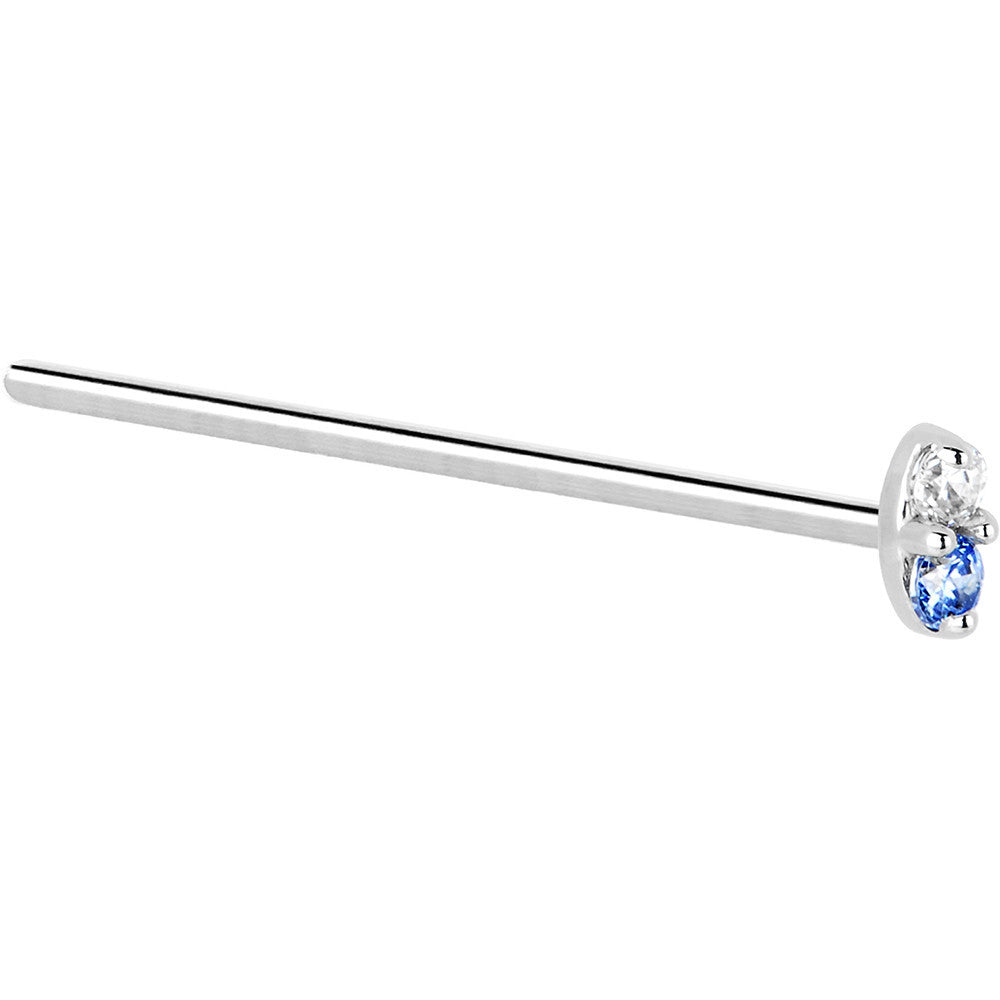 14k White Gold Arctic Blue 1.5mm CZ Marquise Nose Ring