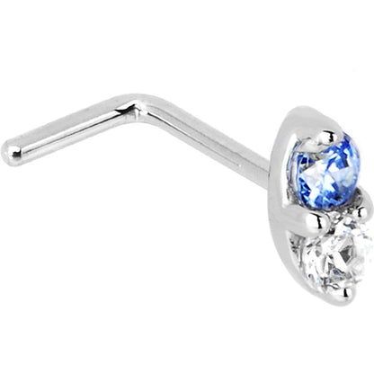 14k White Gold Arctic Blue 1.5mm CZ Marquise Nose Ring
