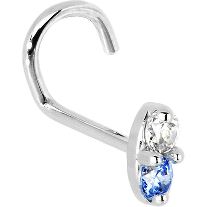 14k White Gold Arctic Blue 1.5mm CZ Marquise Nose Ring