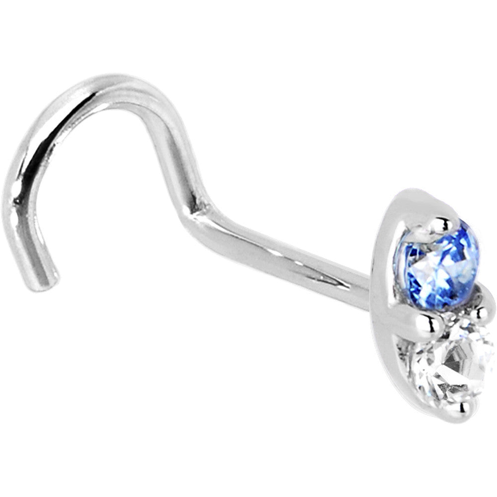 14k White Gold Arctic Blue 1.5mm CZ Marquise Nose Ring