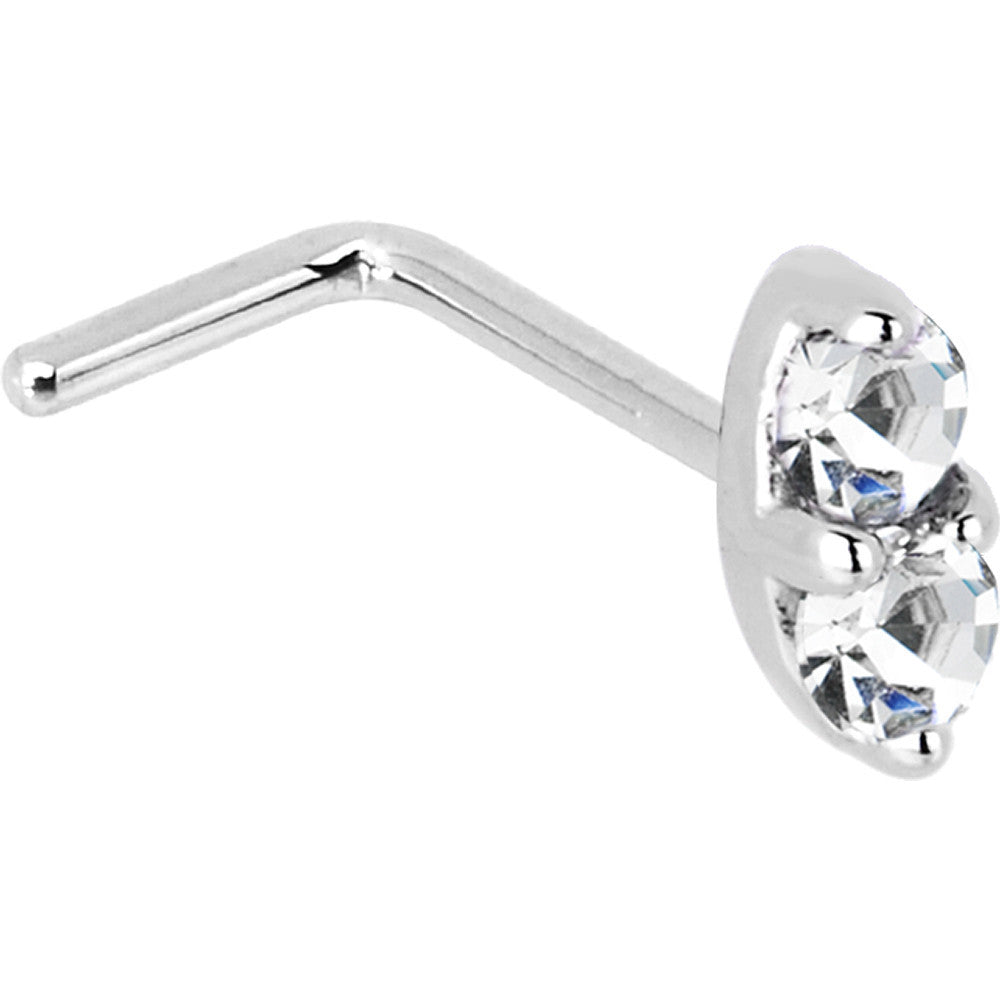 14k White Gold 1.5mm Genuine Diamond Marquise Nose Ring