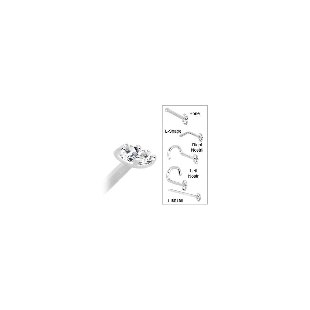 14k White Gold 1.5mm Genuine Diamond Marquise Nose Ring