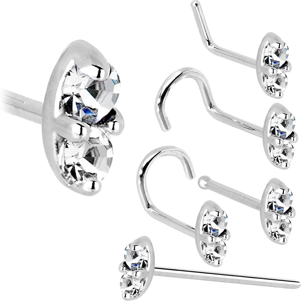 14k White Gold 1.5mm Genuine Diamond Marquise Nose Ring