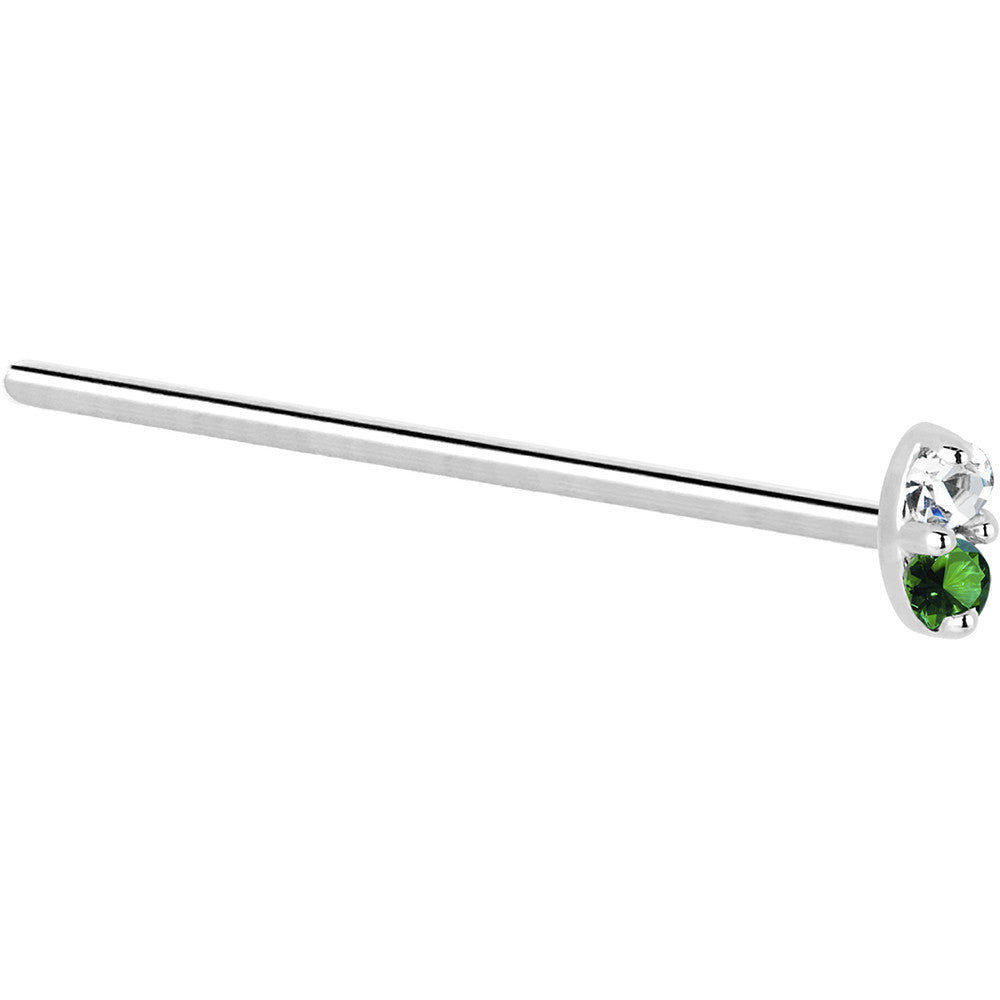14k White Gold 1.5mm Genuine Emerald Diamond Marquise Nose Ring