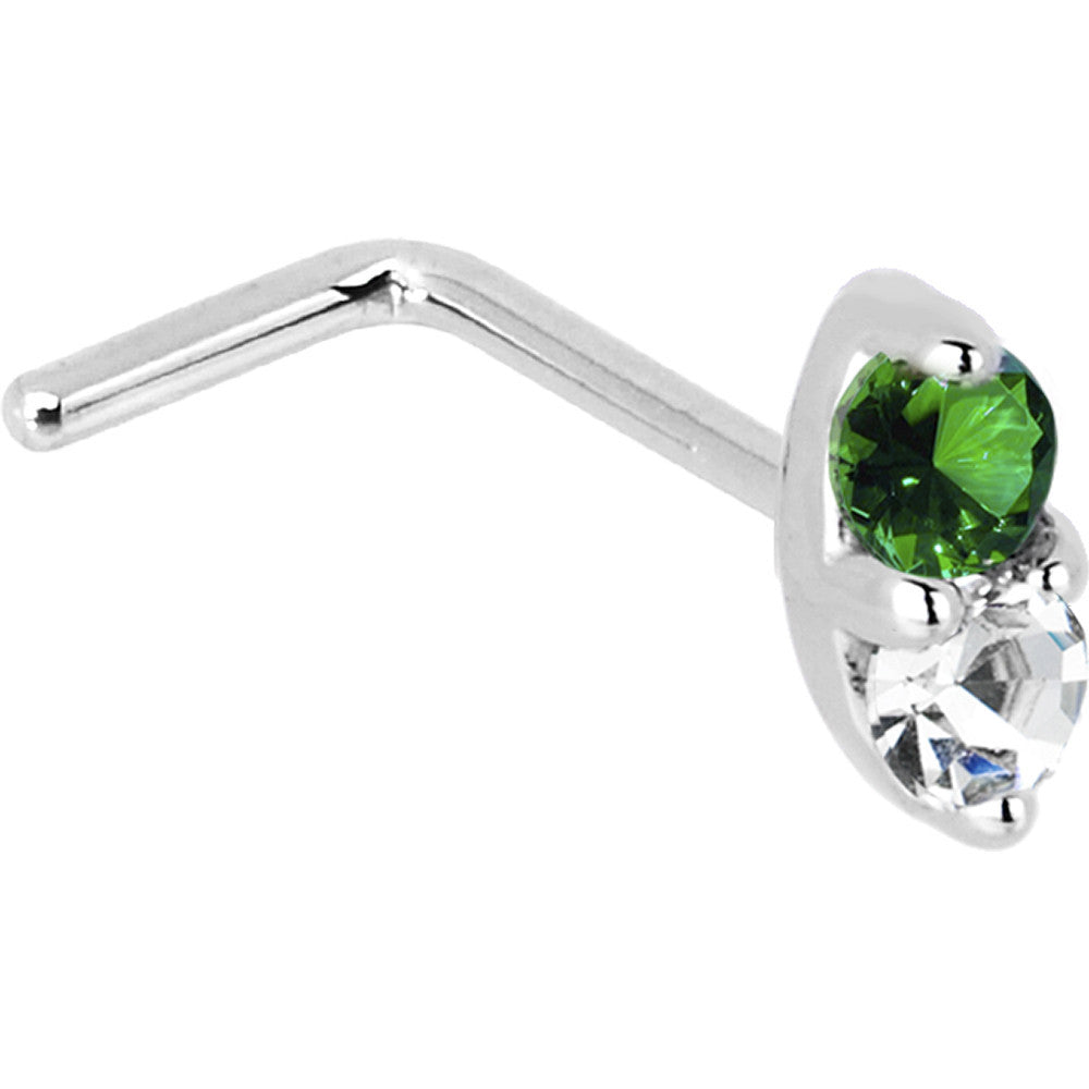 14k White Gold 1.5mm Genuine Emerald Diamond Marquise Nose Ring