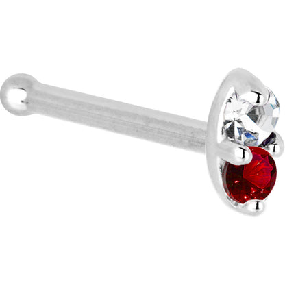 14k White Gold 1.5mm Genuine Ruby Diamond Marquise Nose Ring
