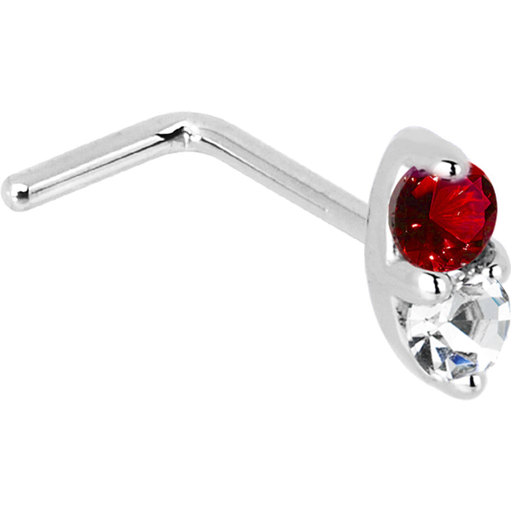 14k White Gold 1.5mm Genuine Ruby Diamond Marquise Nose Ring
