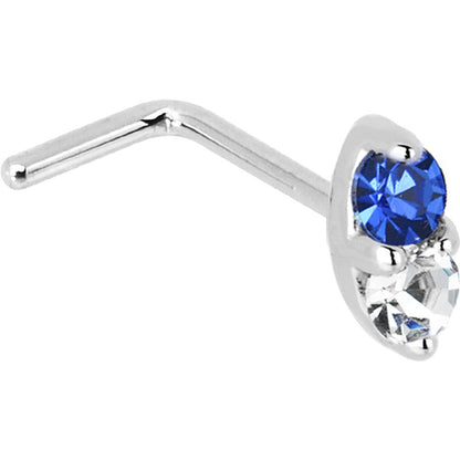 14k White Gold 1.5mm Genuine Blue Sapphire Diamond Marquise Nose Ring