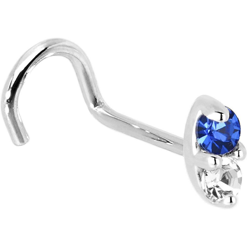 14k White Gold 1.5mm Genuine Blue Sapphire Diamond Marquise Nose Ring