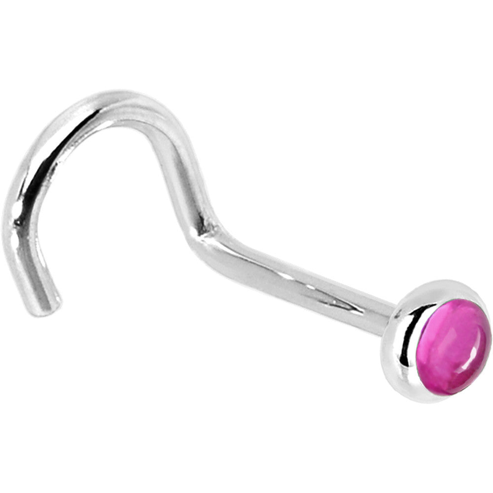 Solid 14K White Gold 2mm Pink Tourmaline Nose Ring
