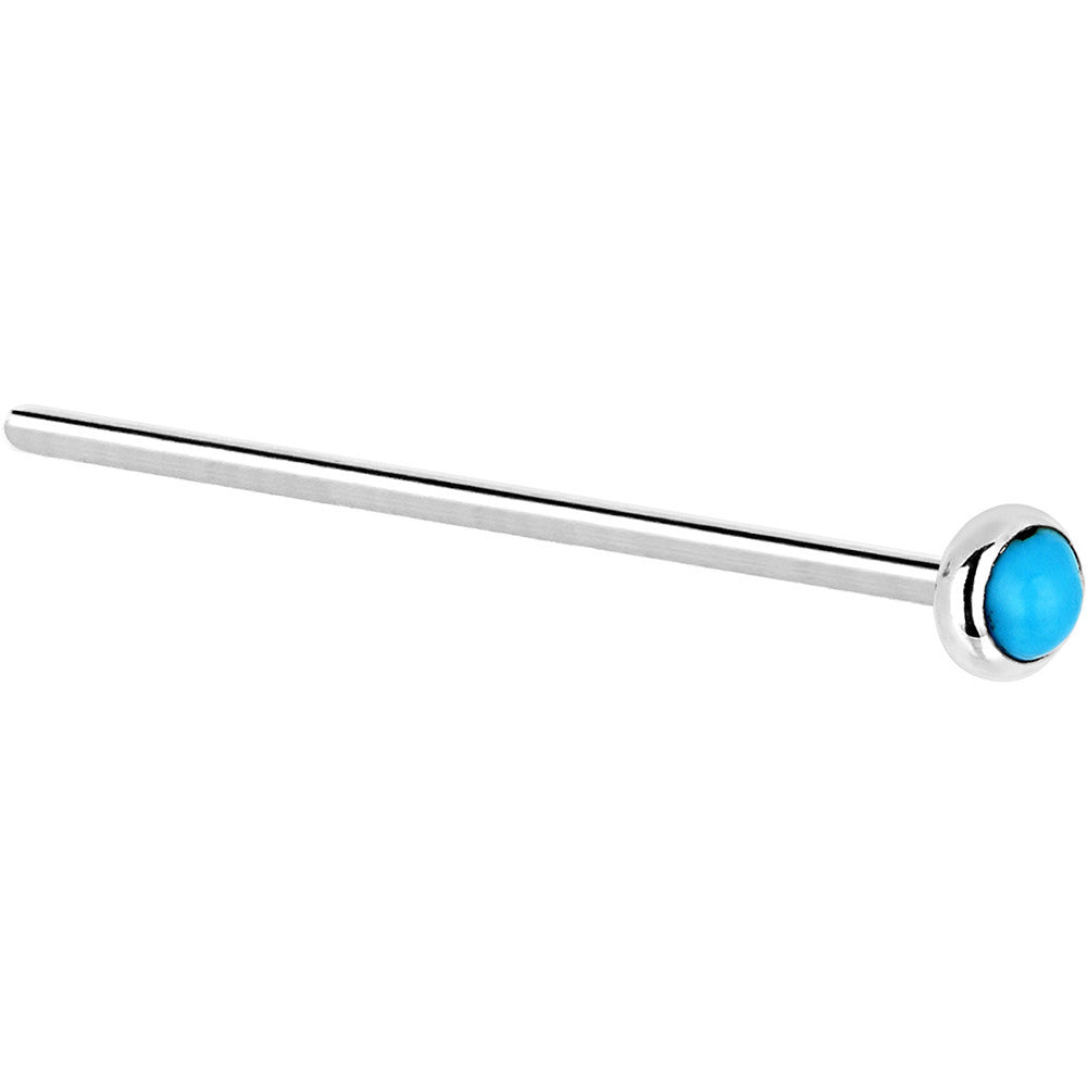 Solid 14K White Gold 2mm Turquoise Nose Ring