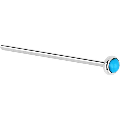 Solid 14K White Gold 2mm Turquoise Nose Ring
