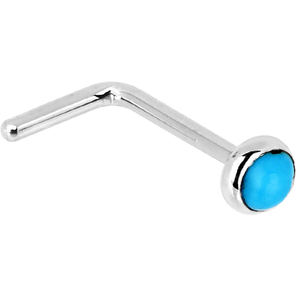 Solid 14K White Gold 2mm Turquoise Nose Ring