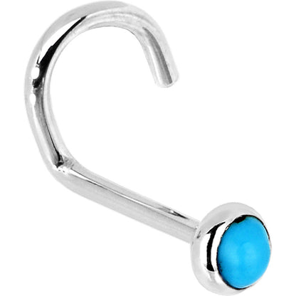 Solid 14K White Gold 2mm Turquoise Nose Ring