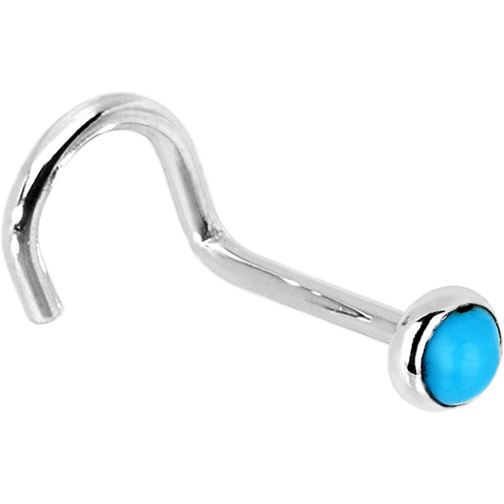 Solid 14K White Gold 2mm Turquoise Nose Ring